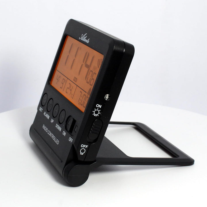 Atlanta Funkwecker Digital LCD Reisewecker Licht Snooze Temperatur - 1805/7 Schwarz