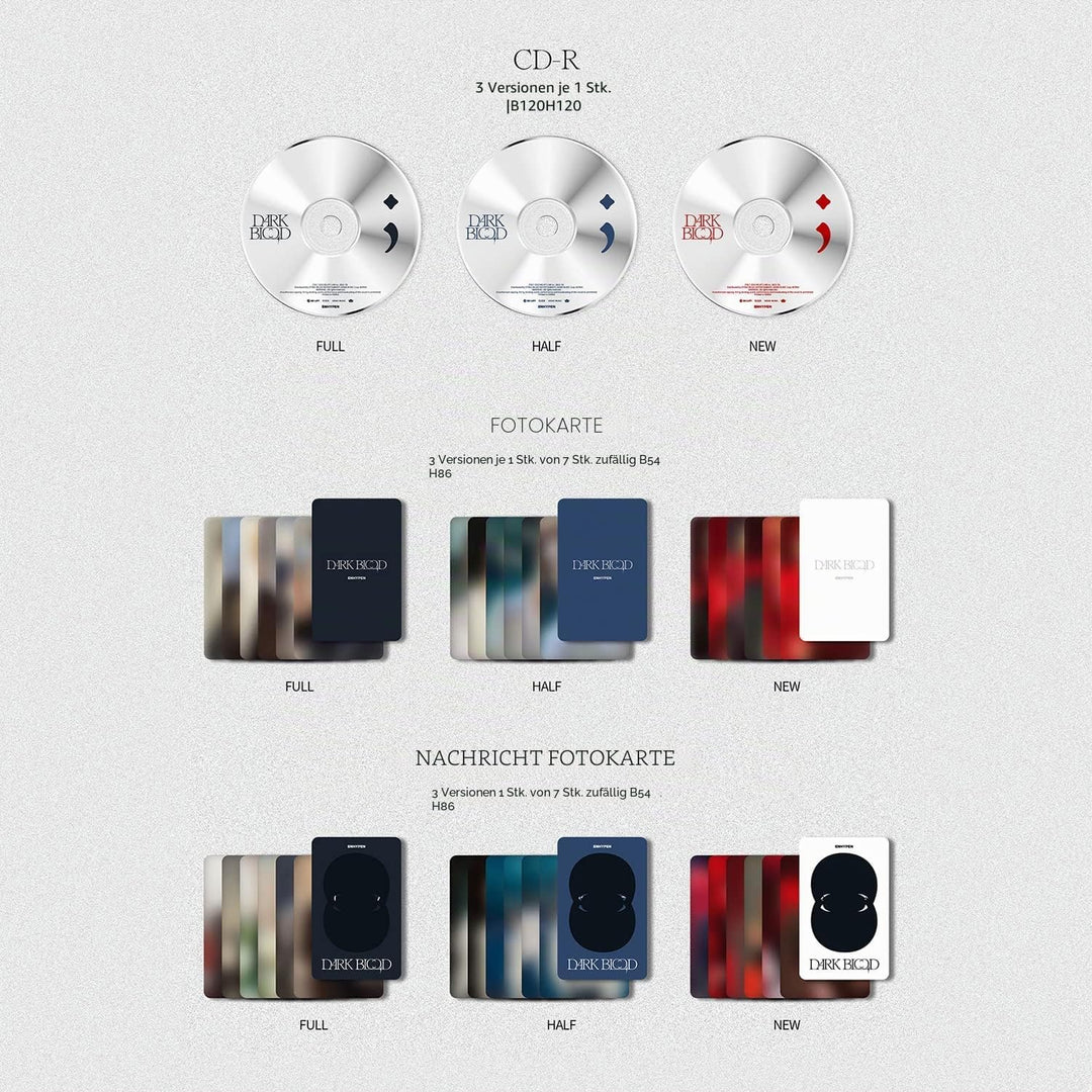 ENHYPEN - [DARK BLOOD] (HALF Ver.) Photo Book + CD-R + Photo Card + Message Photo Card + Sticker + P