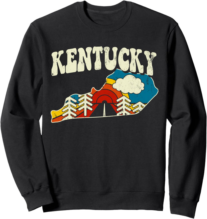 Kentucky Vintage State Rainbow Hippie Retro Karte der 70er Jahre Sweatshirt