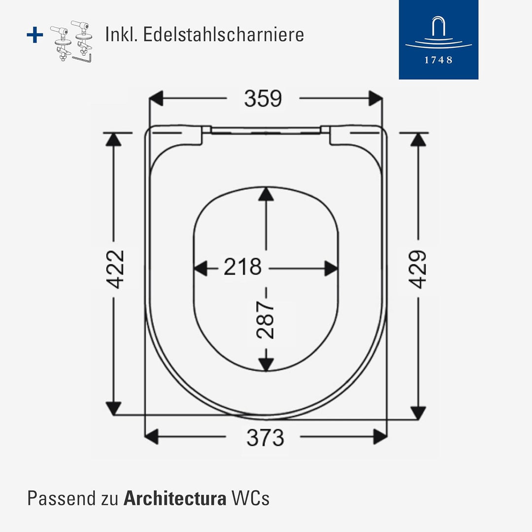 Villeroy & Boch WC-Sitz Architectura SlimSeat - Toilettendeckel Weiss aus Duroplast - Toilettensitz