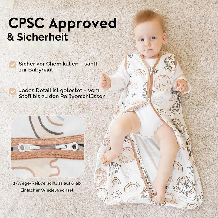 Yoofoss Schlafsack Baby Sommer 0.5 Tog - 3er Pack 84cm/12-18 Monate 100% Baumwolle Sommerschlafsack