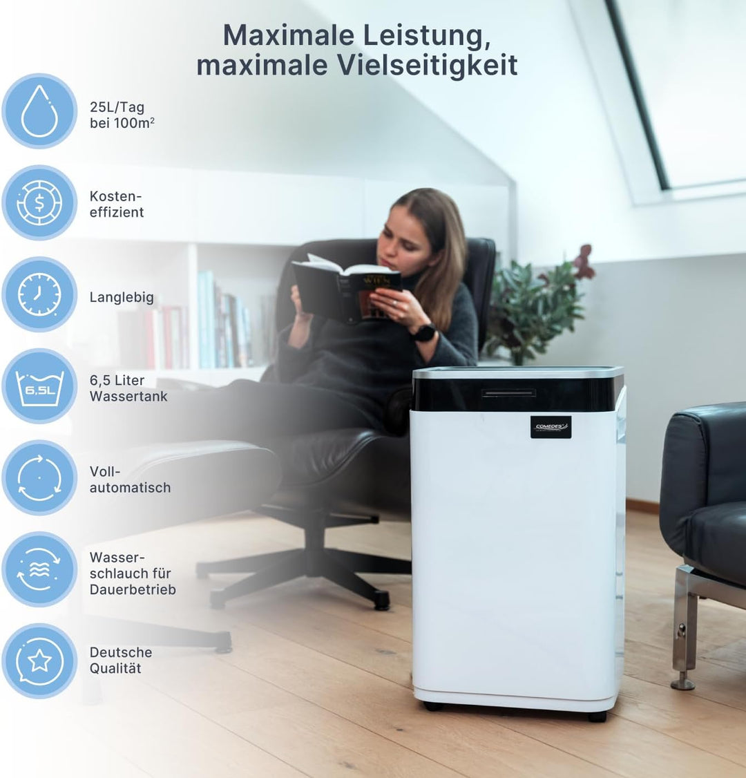 Comedes Demecto 30 eco – Luftentfeuchter Bautrockner (max. 25 Liter / 24h) Geeignet für alle Räume u