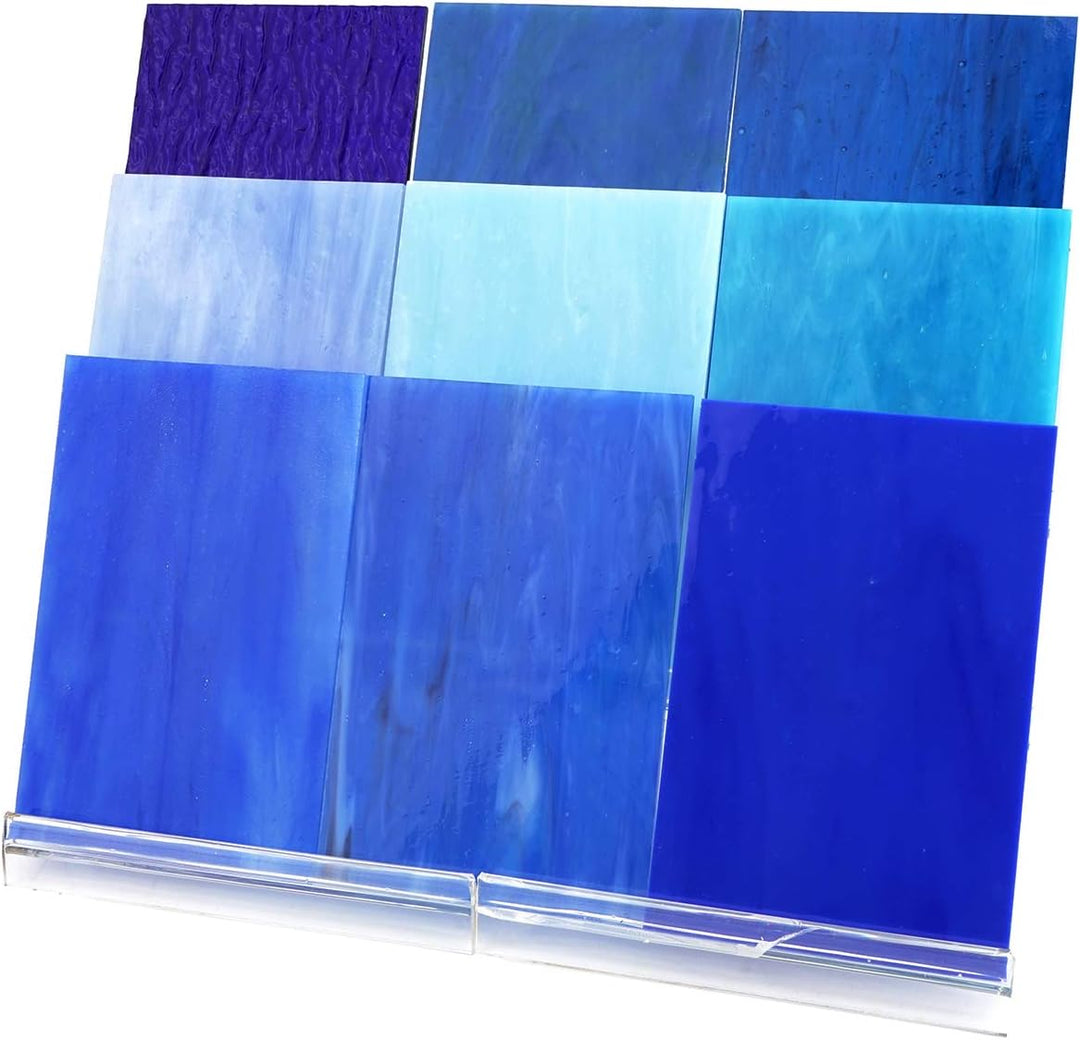 Lanyani, 10 Bögen aus Buntglas, 10 x 15 cm, Opal, Tiffany-Glas, verschiedene Texturen Blau Mix - 10