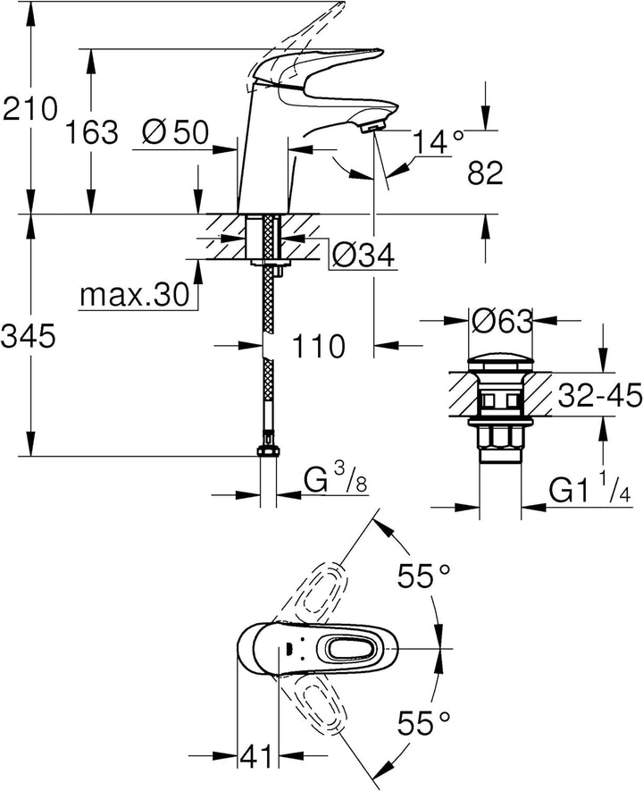 GROHE 23929003 Eurostyle 2015 OHM basin Click S Armatur, chrom