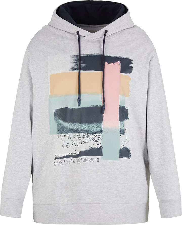 TOM TAILOR Herren Plussize Hoodie Sweatshirt mit Print XXL Grosse Grössen 15398 - Light Stone Grey M
