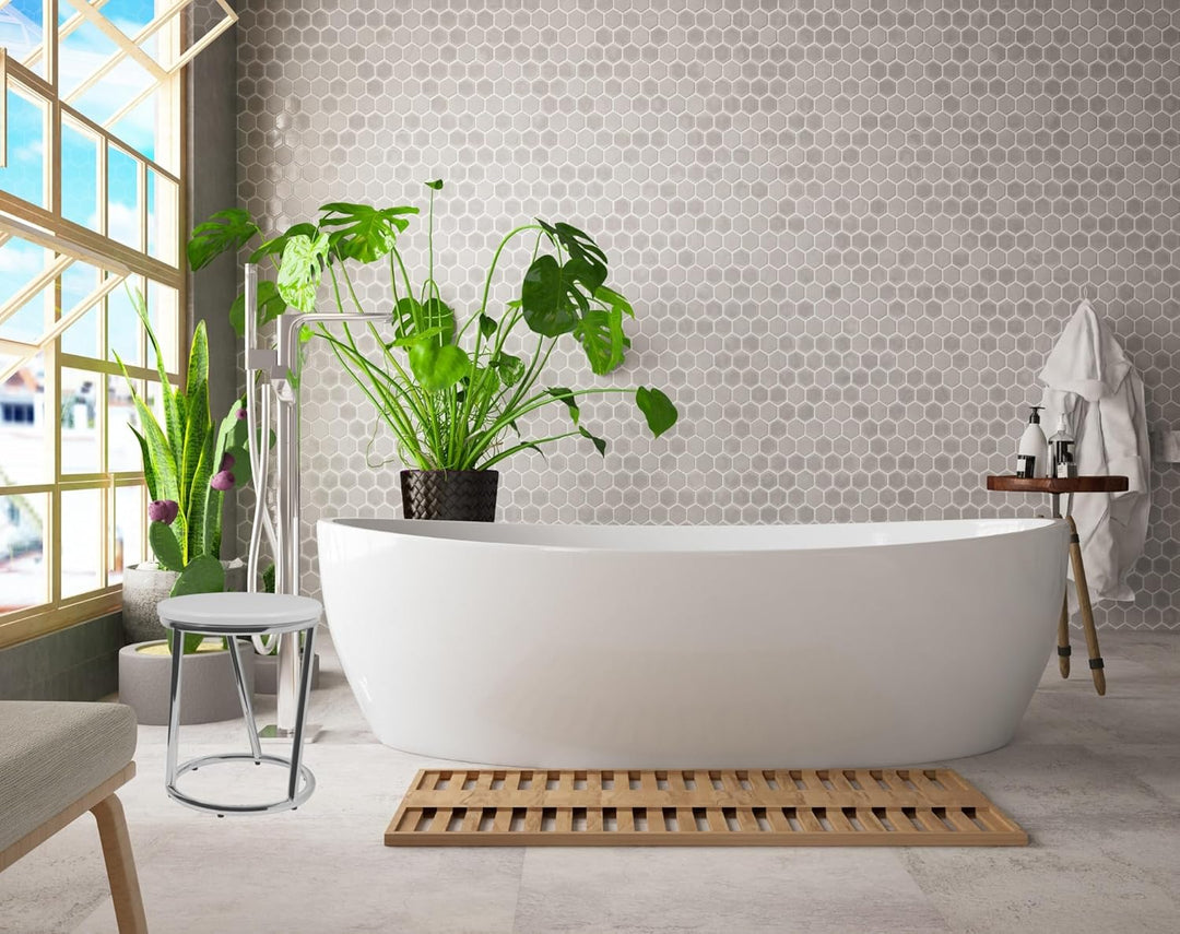 Libaro Badhocker Salina aussergewöhnliches Design Metall Chrom glänzend Sitzfläche weiss rund Badezi