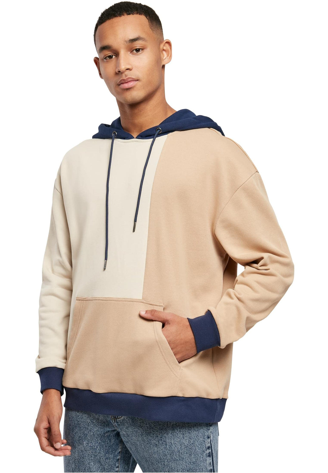 Urban Classics Oversized Color Block Hoody, Herren Kapuzenpulli aus Terry-Stoff mit Kängaru-Tasche,