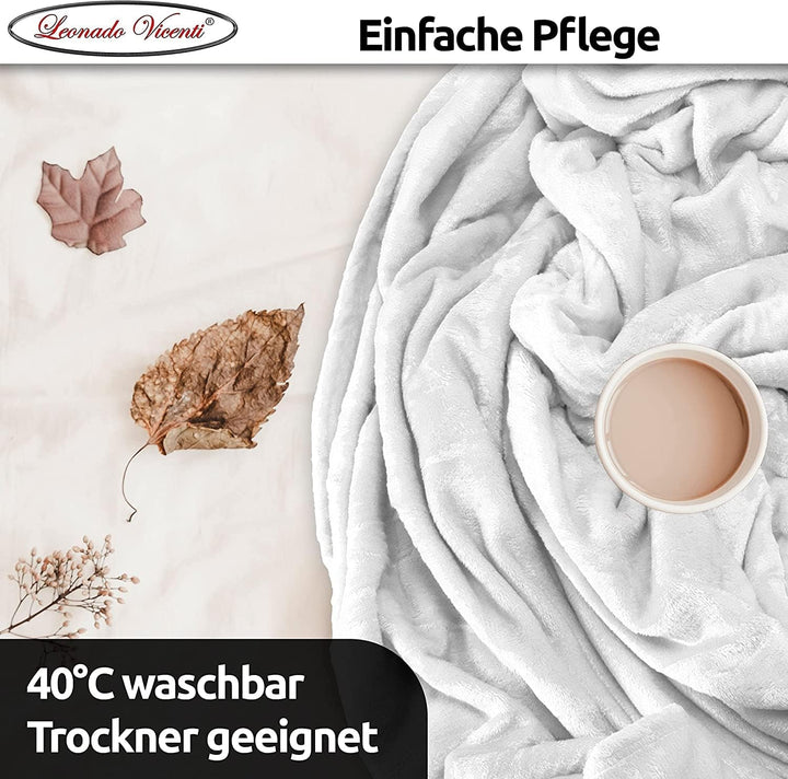 Leonado Vicenti 2er Set Flauschige Kuscheldecke 150x200 cm Fleecedecke Wohnzimmerdecke Sofadecke Tag