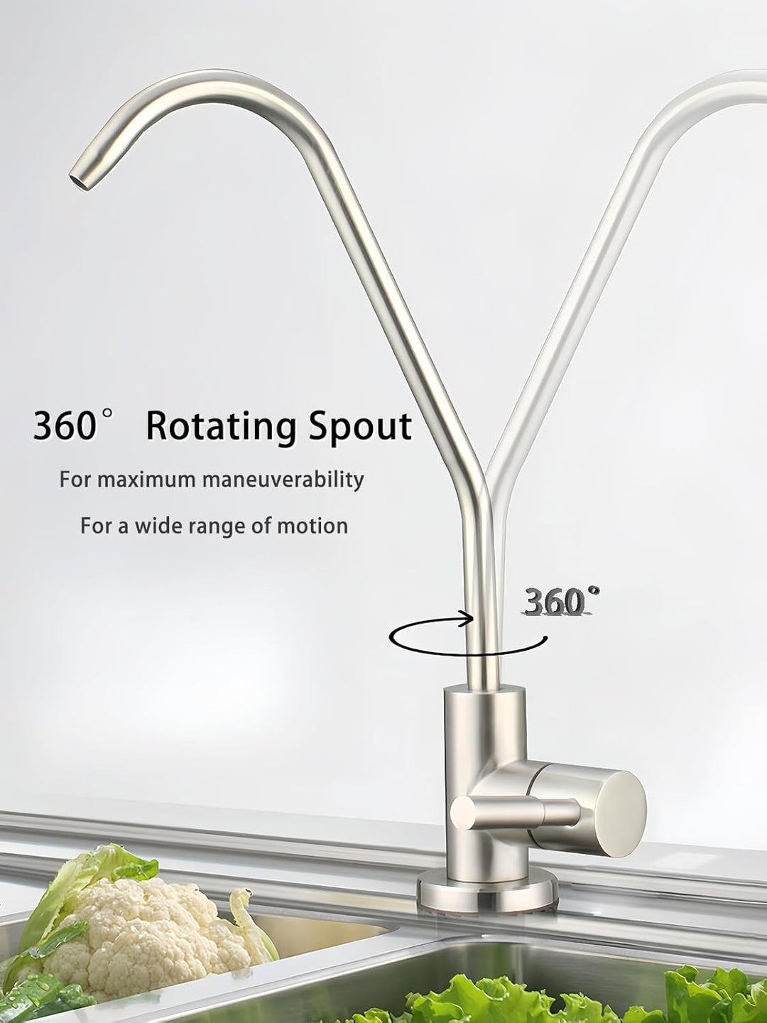 Trinkwasserhahn, bleifrei, Umkehrosmosehahn, Wasserfilterhahn für Küchenspüle, gebürstetes Nickel, S