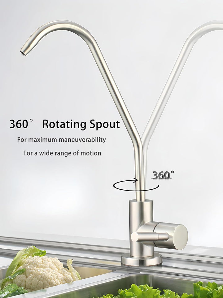 Trinkwasserhahn, bleifrei, Umkehrosmosehahn, Wasserfilterhahn für Küchenspüle, gebürstetes Nickel, S