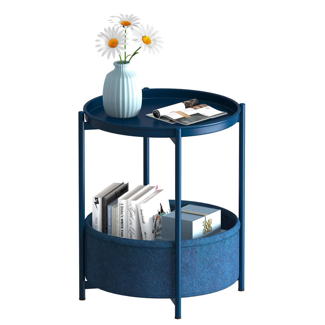Garden 4 you Beistelltisch Rund, Sofatisch 2 Ebenen, Metall Balkontisch, Kleiner Tisch, Couchtisch m