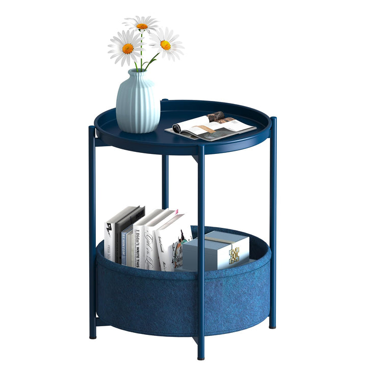 Garden 4 you Beistelltisch Rund, Sofatisch 2 Ebenen, Metall Balkontisch, Kleiner Tisch, Couchtisch m