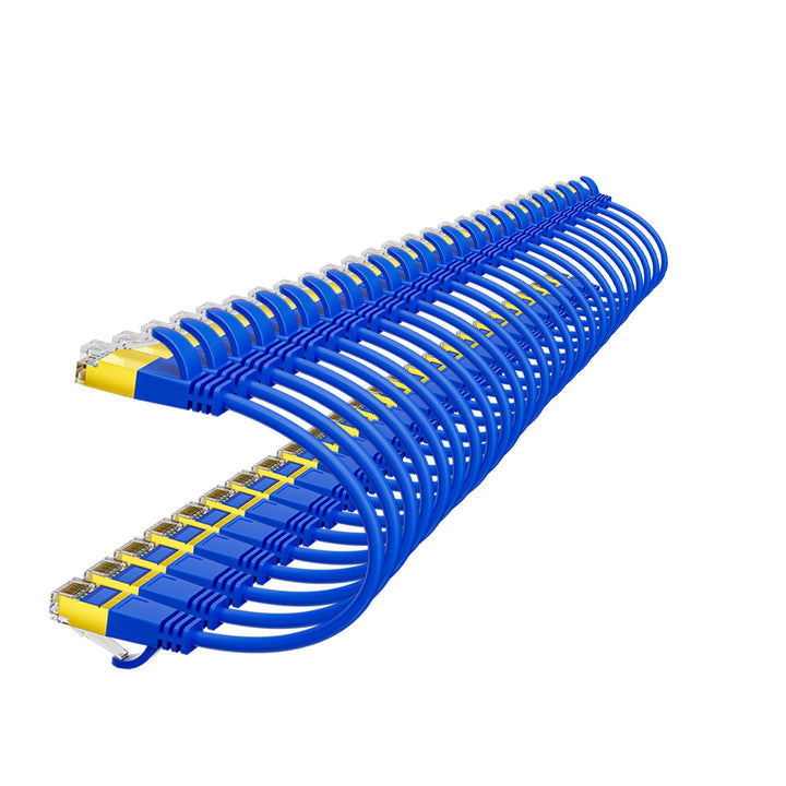 25cm Ultradünn/Slim OD:3.8mm CAT7 Ethernetkabel (Blau, 24-Stück), 10Gbps kurz Netzwerkkabel, RJ45 Ku