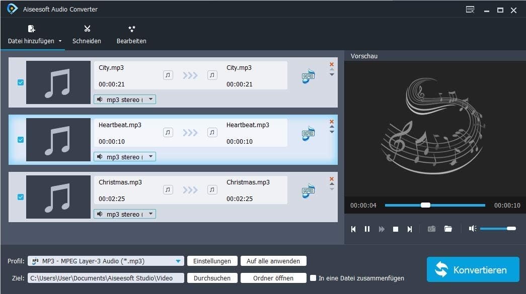 Audio Converter - MP3, Sound Dateien bearbeiten, konvertieren, umwandeln für Windows 11 / 10 / 8.1 /