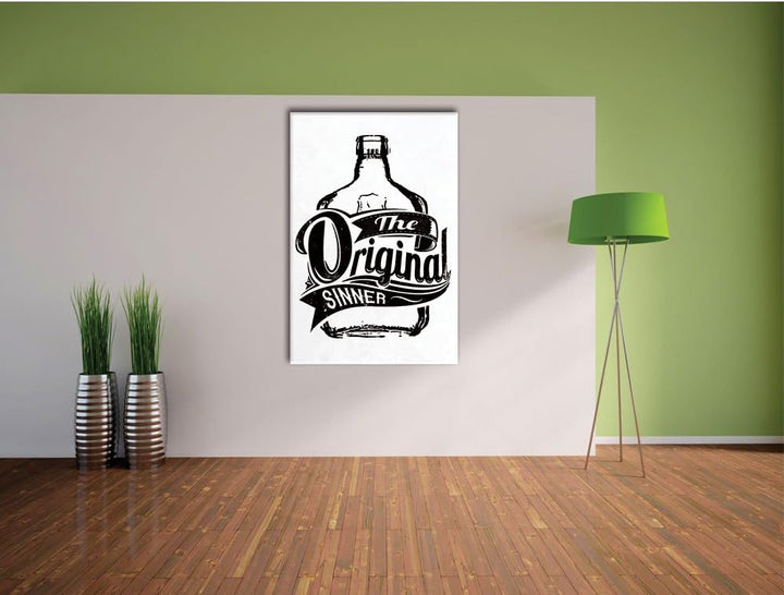 Pixxprint The original Sinner White Bild auf Leinwand, XXL riesige Bilder fertig gerahmt mit Keilrah