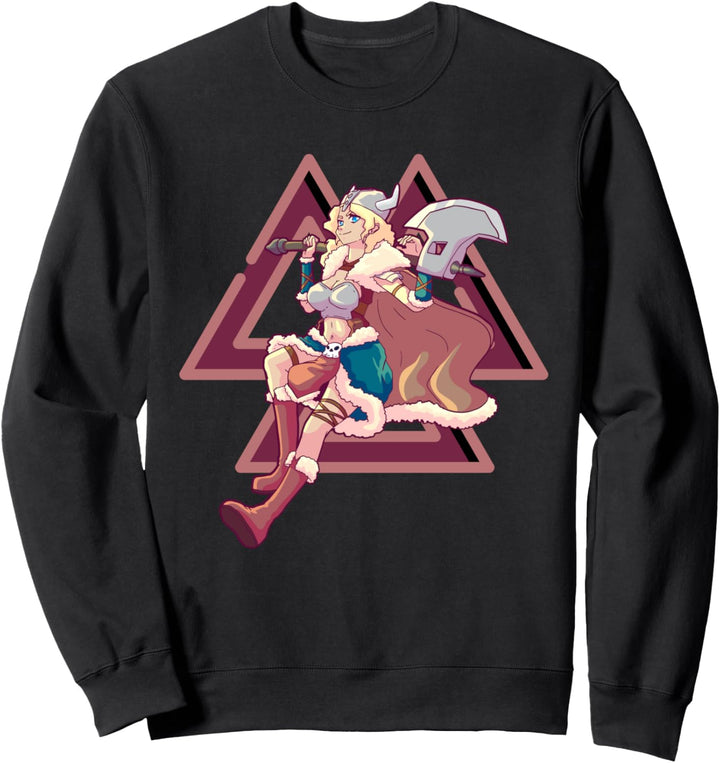 Blond Valkyries Maiden Krieger mit Valknut Wikinger Symbol Sweatshirt