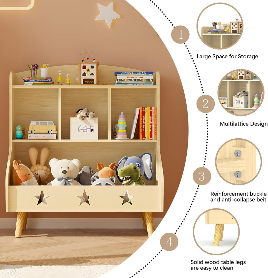 Garden 4 you Kinderregal,Bücherregal Kinder,Kinderregal mit 3 offenen Fächern,Bücherregal Kinderzimm