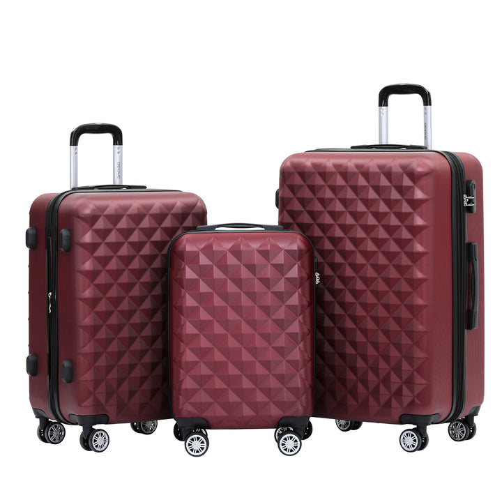 BEIBYE Zwillingsrollen 2066 Hartschale Trolley Koffer Reisekoffer Gepäck M-L-XL-Set (Weinrot, Set) W