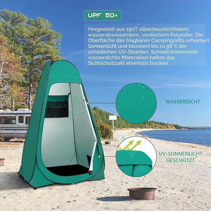 BRIAN & DANY Duschzelt Camping, Pop Up Toilettenzelt, Tragbares Umkleidezelt mit Regenschutz und Fen