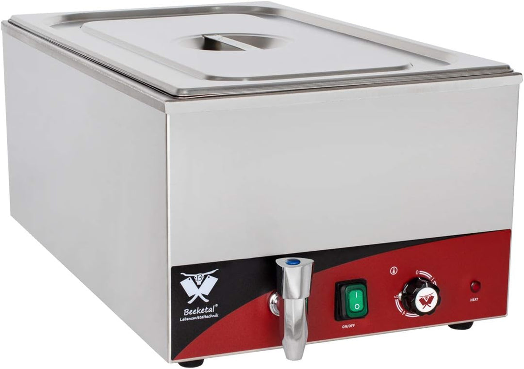 Beeketal 'BBM-1' Gastronorm Bain Marie mit Ablaufhahn, Profi Gastro Speisewärmer inkl. 1 x (GN) 1/1
