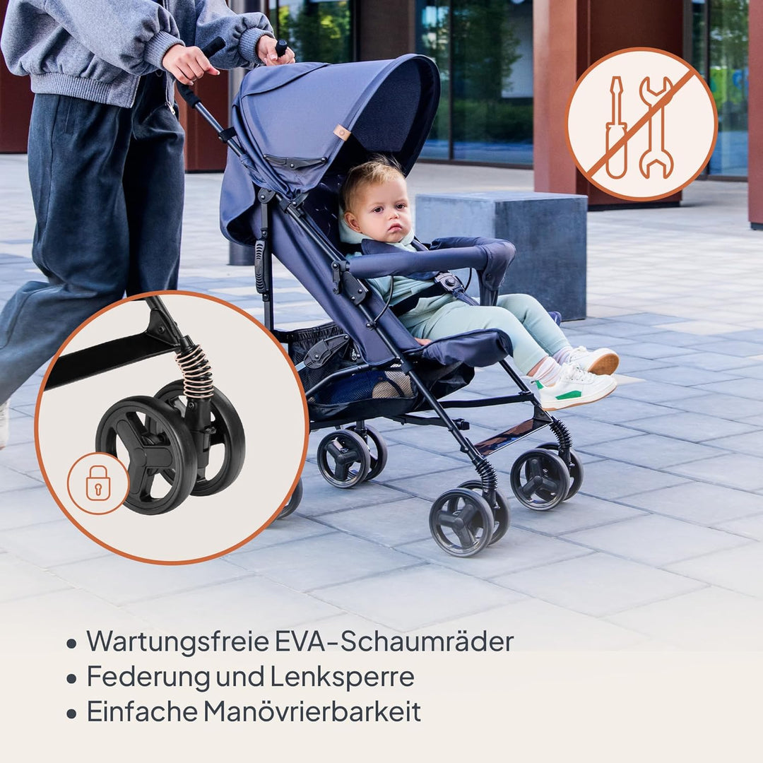 LIONELO Elia Buggy Klein Zusammenklappbar Kinderwagen Bis 15 Kg, Rücken Und Fussstützenverstellung H