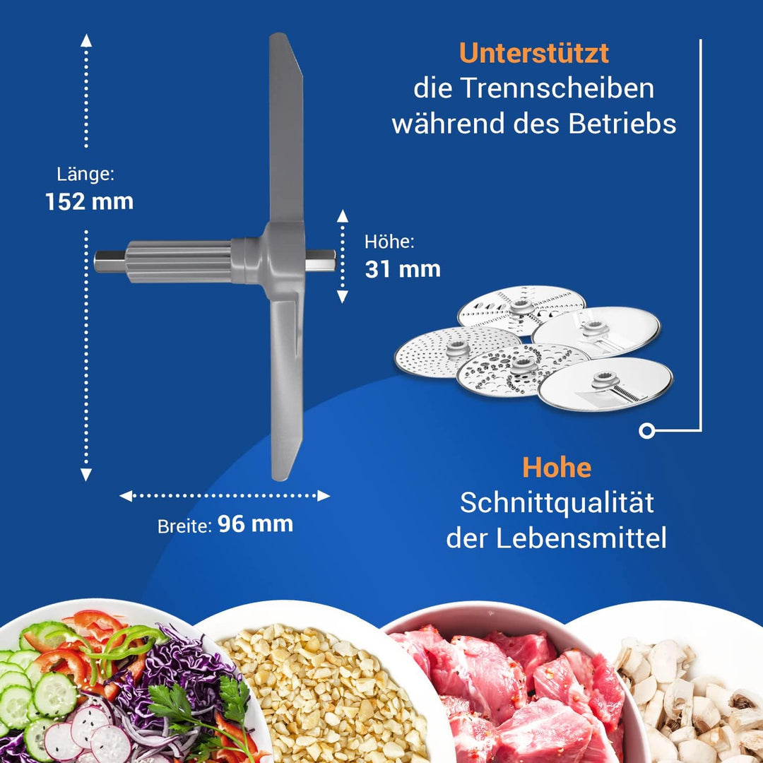 VIOKS Durchlaufschnitzlerflügel Ersatz für Bosch MUM Zubehör 10000314 Mitnehmer Achse für Küchenmasc