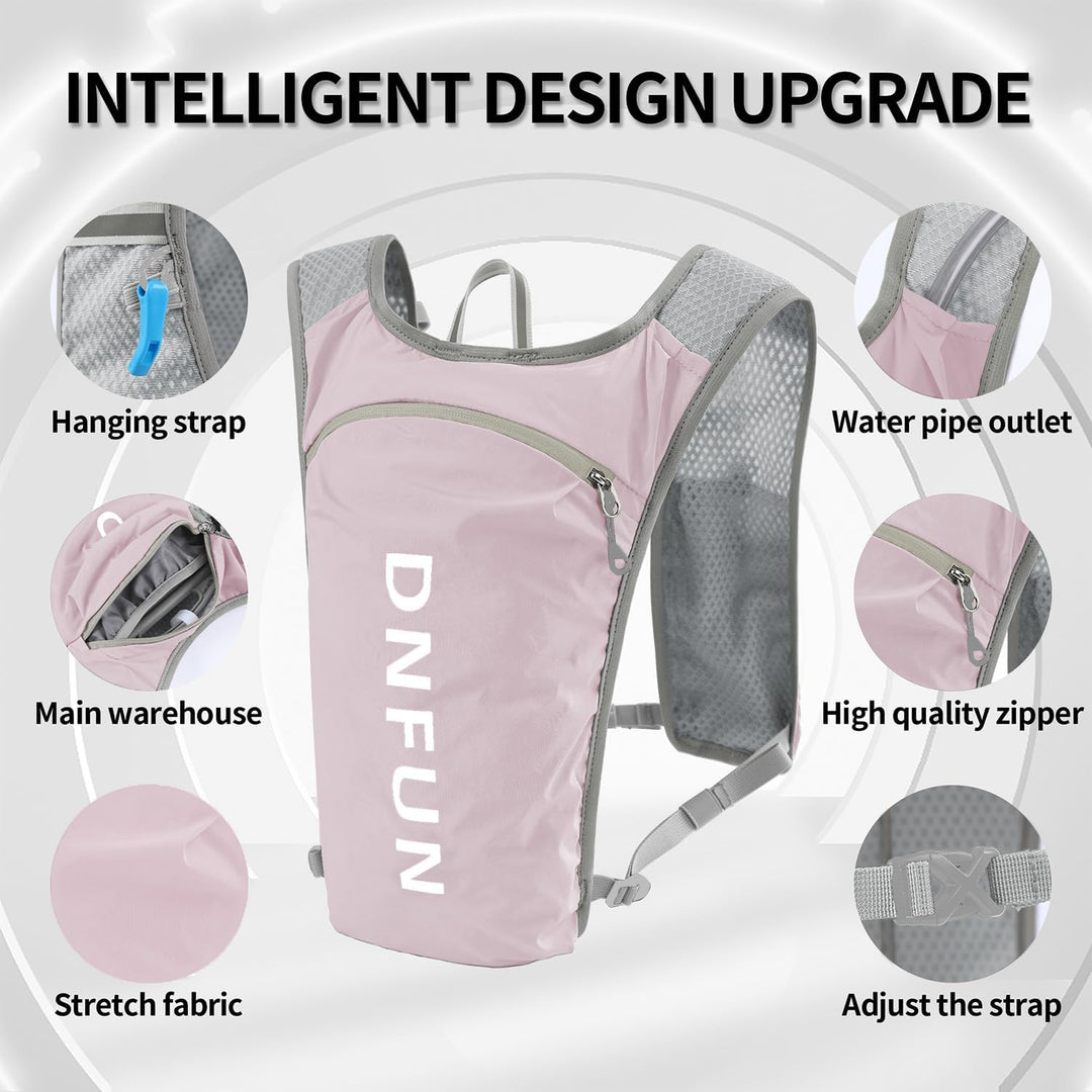 DNFUN Laufweste Damen Herren,verstellbare Trinkweste mit 1.5L Trinkflasche,5L Running Vest Trinkruck