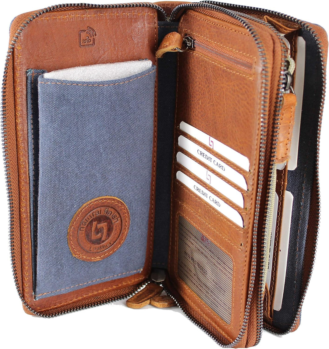 LANDLEDER Luxus Leder Jeans Denim Damen Geldbörse Frauen Portemonnaie Geldbeutel präsentiert von Rab