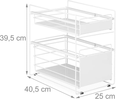 Relaxdays Schubladenregal, mit 2 Körben, Unterschrank Organizer, Küche und Bad, Korbauszug, HBT: 39,
