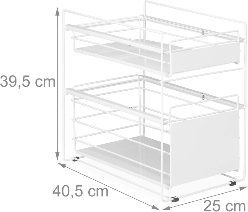 Relaxdays Schubladenregal, mit 2 Körben, Unterschrank Organizer, Küche und Bad, Korbauszug, HBT: 39,