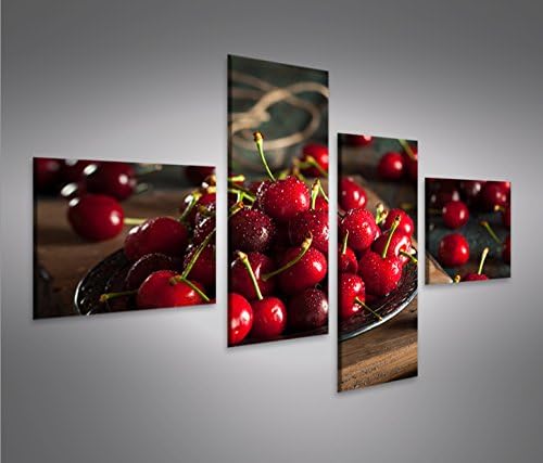 islandburner Bild Bilder auf Leinwand Kirschen Obst Küchenbild 4L XXL Poster Leinwandbild Wandbild D