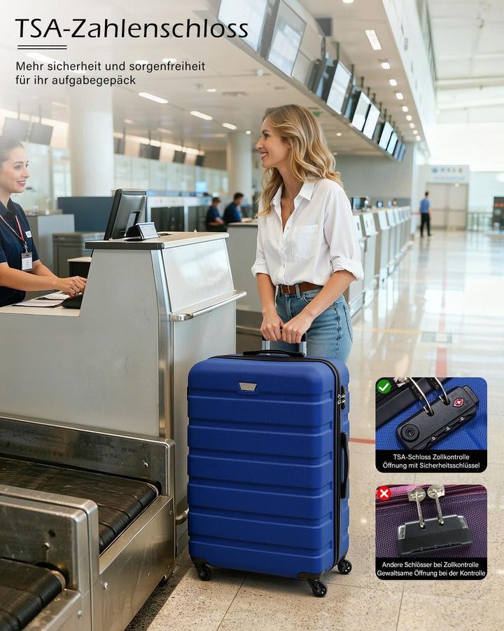 COOLIFE Koffer Gross 77cm XL, PC+ABS, Rollkoffer mit 360° Spinner Räder | TSA Zahlenschloss, Leicht