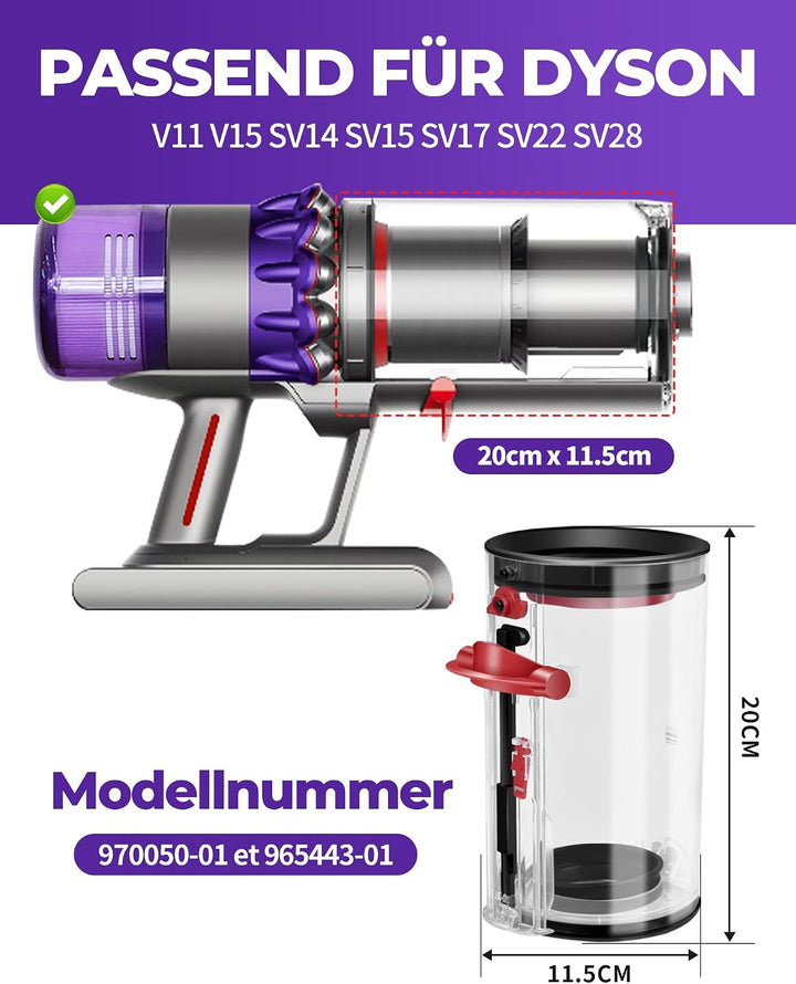 Staubbehälter für Dyson V15 V11 Ersatzteile für Dyson Staubsauger Zubehör Auffangbehälter SV14 SV15