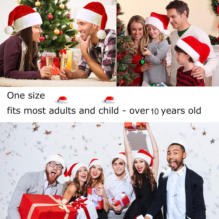 KONVINIT Weihnachtsmütze Nikolausmütze Erwachsene Plüsch Rand Weihnachtsfeier Rote Santa Mütze Nikol