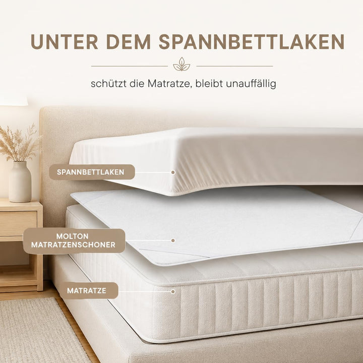 Sei Design wasserdichter Molton-Matratzen-Schoner 100% Baumwolle | wasserundurchlässige Matratzen-Au