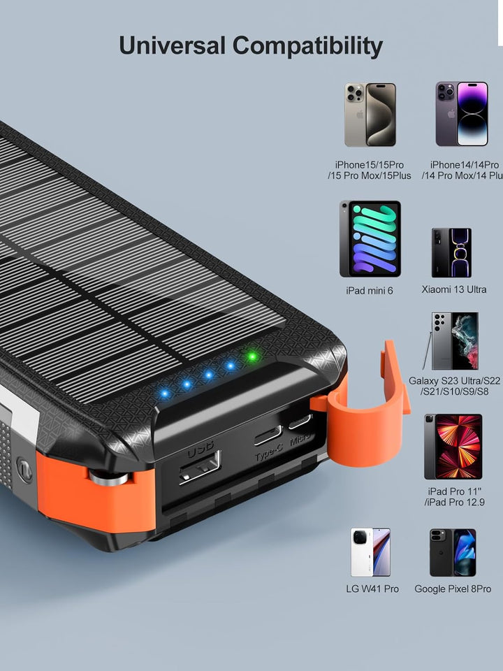 Wireless Solar Powerbank 26800mAh mit 4 Kabeln,30W Magnetische Power Bank Schnell Aufladende USB C t