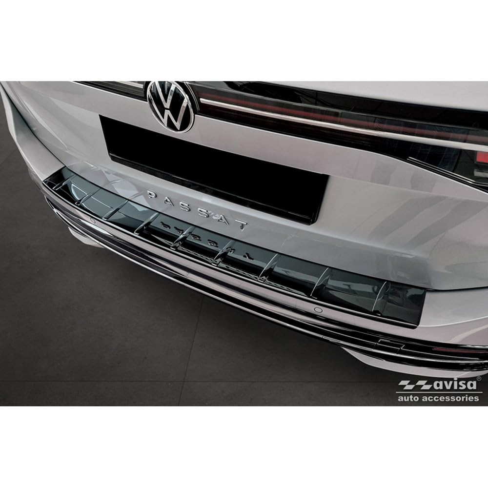 Avisa Spiegelschwarz Edelstahl Heckstossstangenschutz kompatibel mit Volkswagen Passat Variant (CJ5)