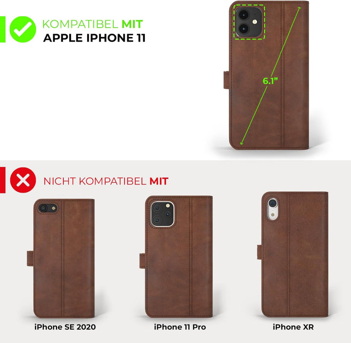 Snakehive iPhone 11 Hülle Leder | Stylische Handyhülle mit Kartenhalter & Standfuss | Handyhülle Sch