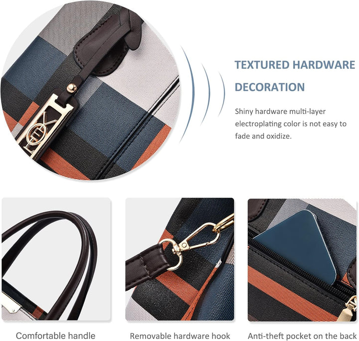 NICOLE & DORIS Mode Handtasche Damen Klassische Handtasche Karierte Tasche PU Leder Schultertasche H