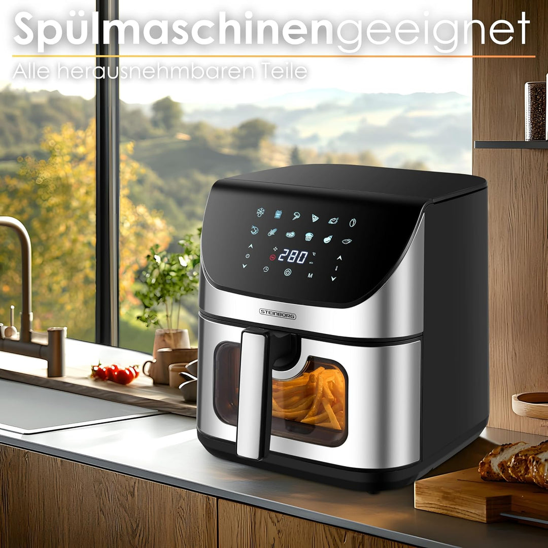 Heissluftfritteuse | 8 Liter | Heissluftfritteuse | 4 in 1 Mini Backofen | Fritteuse | Dörrautomat |