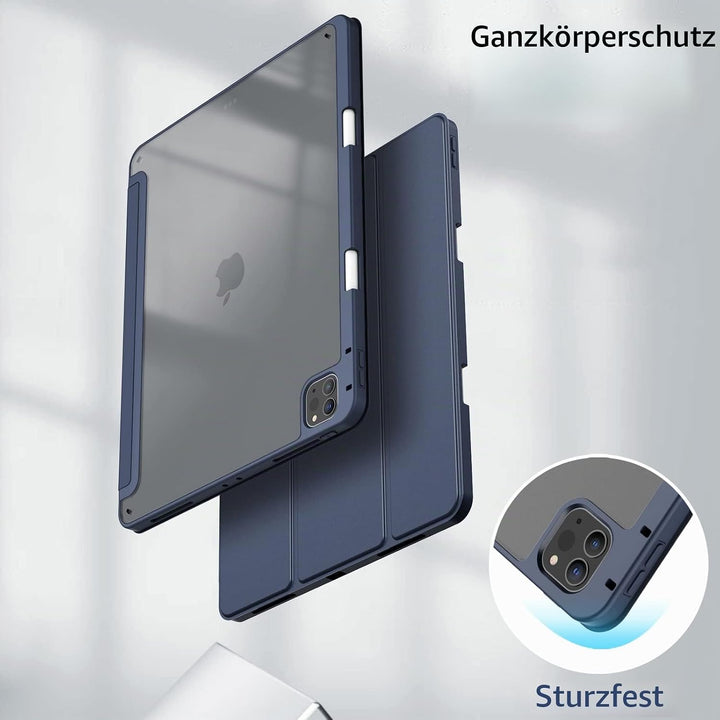 JETech Hülle für iPad Pro 12,9" 6/5/4/3 (2022/2021/2020/2018), Navy Blau | Transparente Rückseite, S