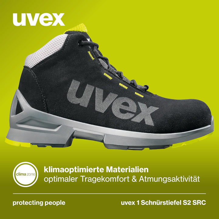 Uvex 1 Arbeitsstiefel - S2-Sicherheitsstiefel S1 SRC ESD - Lime-Schwarz, Grösse:46