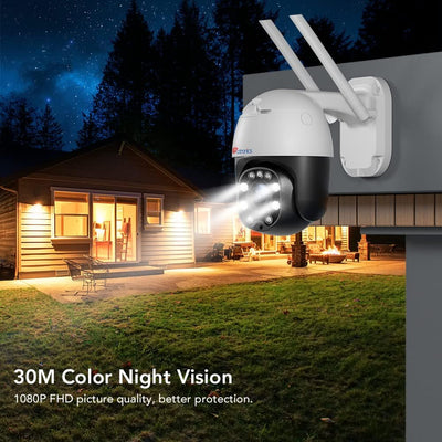 4X Optischer Zoom Überwachungskamera Aussen WLAN, Ctronics PTZ Dome WiFi IP Kamera Outdoor mit Mensc