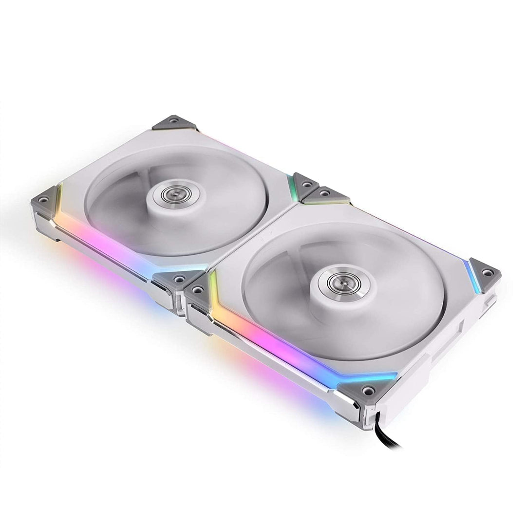 Lian Li UNI FAN SL140 PWM RGB Lüfter 140mm 2er Pack inkl. Controller, 32 Digital RGB-LEDs Lüfter 140