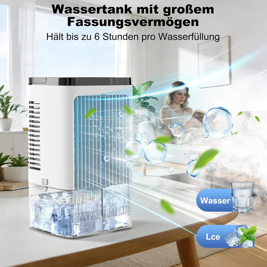 Klimaanlage Mobil, 4 in 1 Mobile Klimaanlage mit Sprühstufen &amp; Geschwindigkeitsstufen, Timer, 90° Os