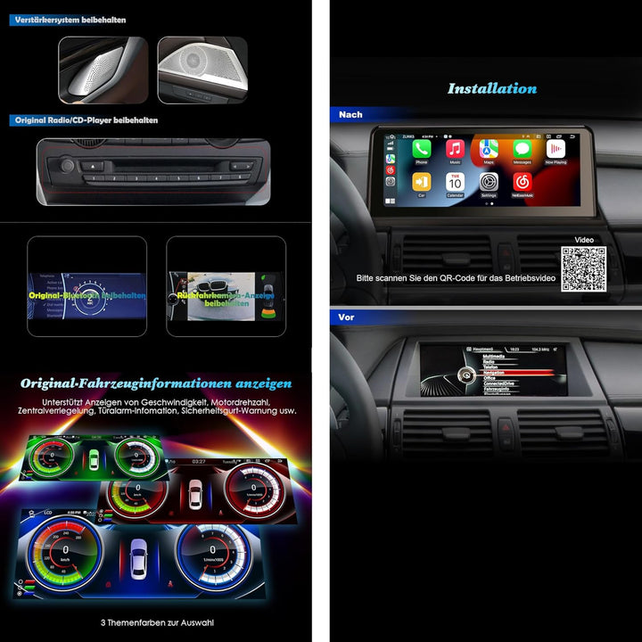 10,25 Zoll IPS Bildschirm 8-Kern Android 13 DAB+ Autoradio für BMW X5 E70 X6 E71 CIC mit GPS Navigat