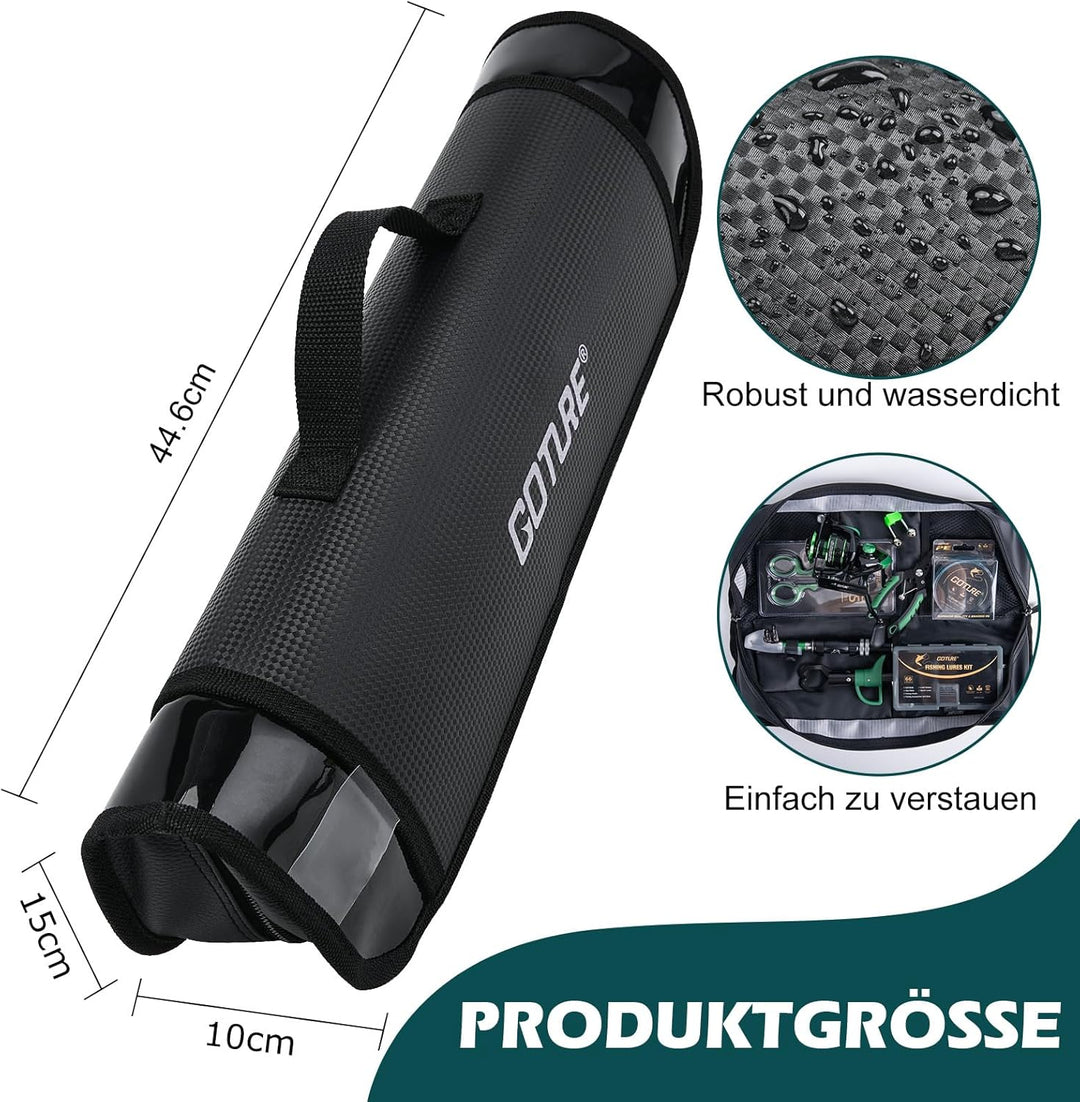 Goture Angelset Komplett (24T Carbon), 2 Teleskop-Brandungsrute aus Kohlefaser & Spinnrolle mit 9+1