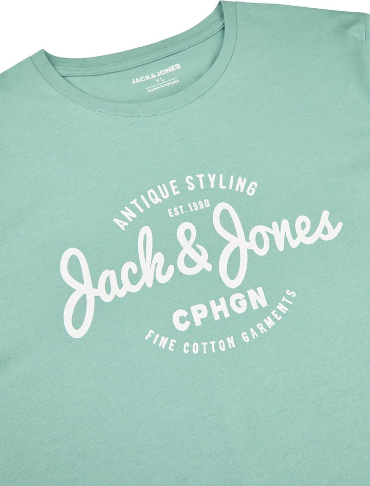 JACK & JONES JJLINO T-Shirt 4er Pack Rundhals Kurzarm Shirt Regular Fit Print Sommer 100% Baumwolle