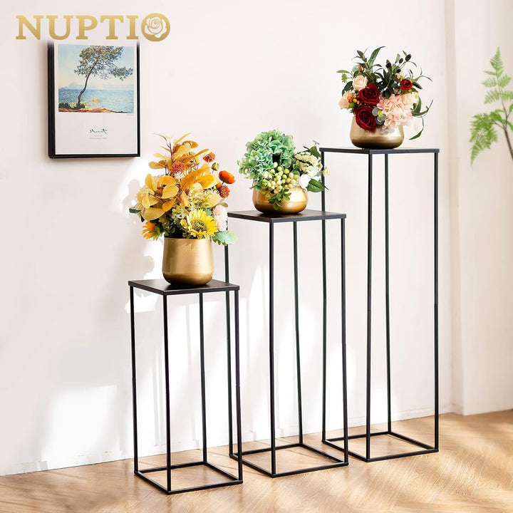 Nuptio Schwarze Vase Hochzeit Mittelstücke 3 Stück Hohe Pflanze Stehen Blumenvasen Metall Display Ti