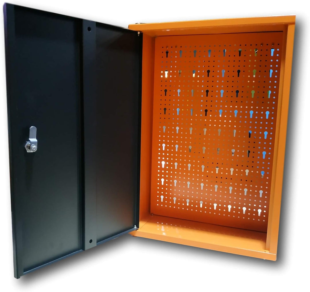 METALLMOBELL – Werkzeugschrank Metall 60x40x20 cm, mit Metallregalen, Wandwerkzeugtafel und Schloss,